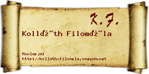 Kolláth Filoméla névjegykártya
